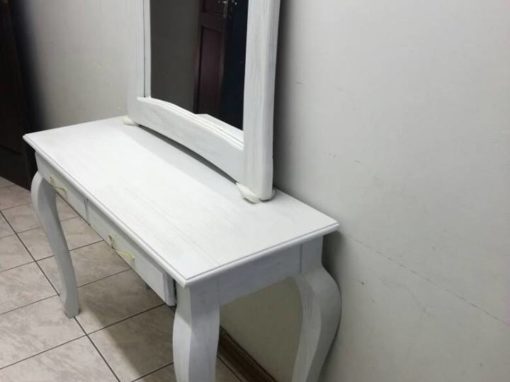 Limewash hallway table and mirror